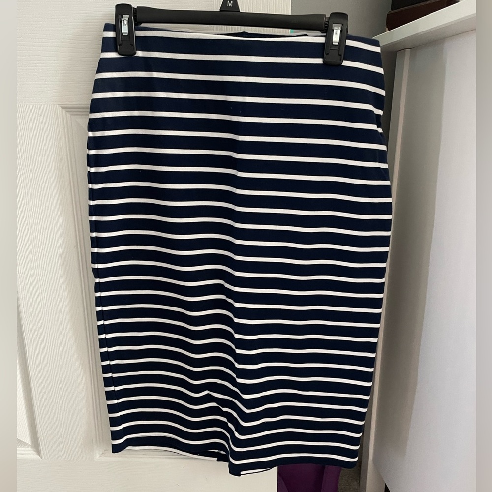 Navy with white stripe pencil skirt